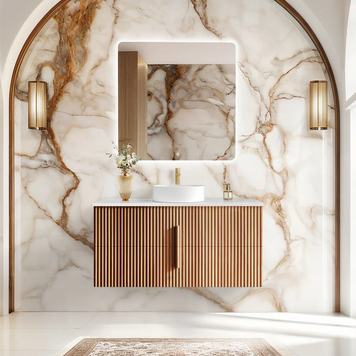 ORIO EDEN LIGHT WALNUT 1200MM SINGLE BOWL WALL HUNG VANITY