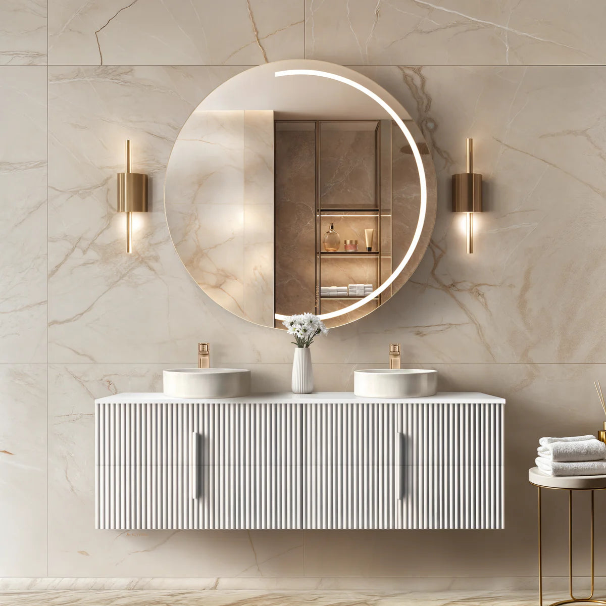 ORIO EDEN MATTE WHITE 1800MM DOUBLE BOWL WALL HUNG VANITY