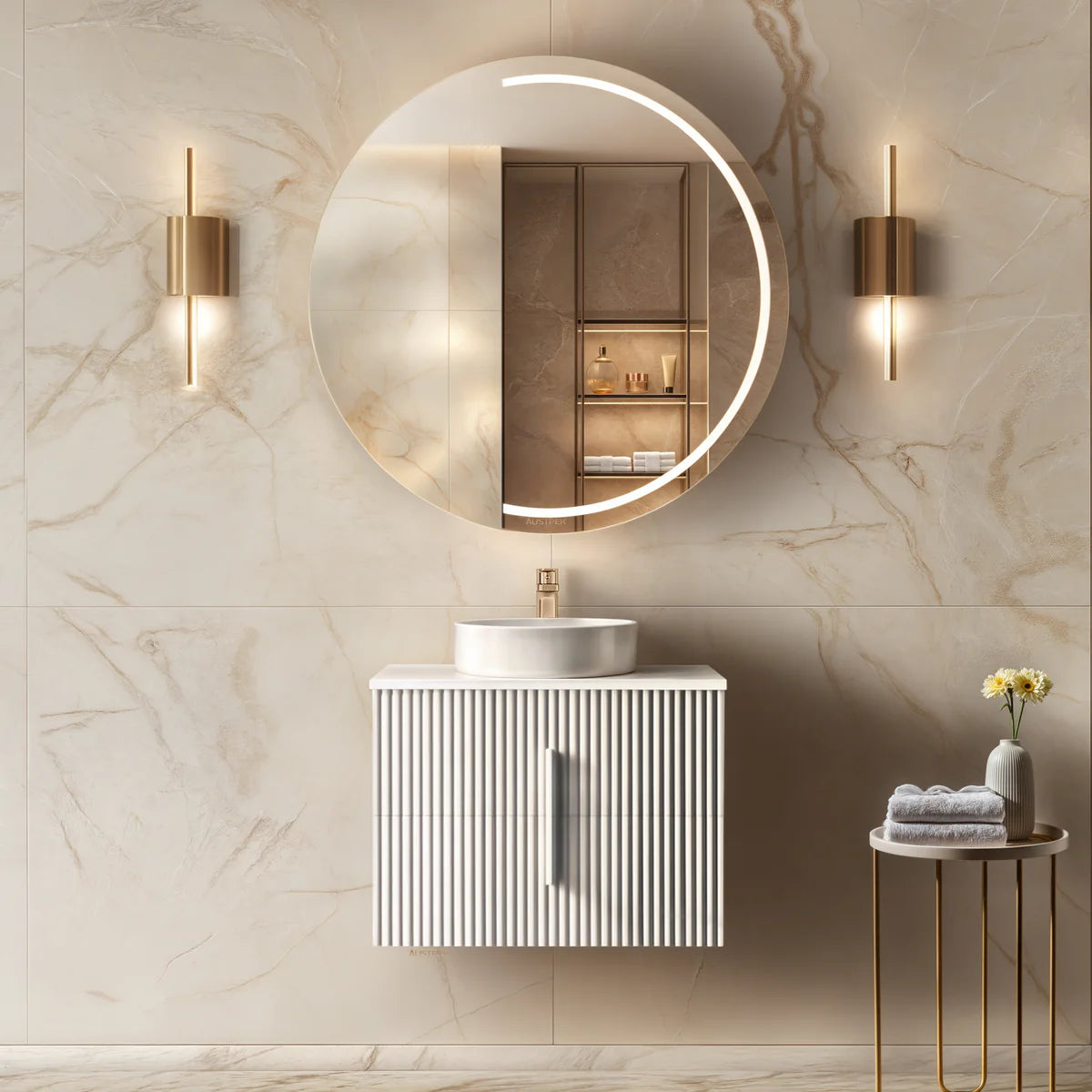 ORIO EDEN MATTE WHITE 750MM SINGLE BOWL WALL HUNG VANITY